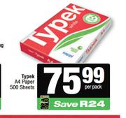 Typek A4 Paper 500 Sheets-Per Pack