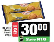 De Vries Ginger Biscuit-For 2 x 200g