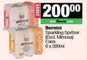 Bernini Sparkling Spritzer Cans-For 2 x 6 x 500ml