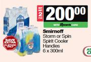 Smirnoff Storm Or Spin Spirit Cooler Handies-For 2 x 6 x 300ml