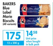 Bakers Blue Label Marie Biscuits (All Variants)-12 x 200g