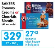 Bakers Romany Creams Or Choc Kits Biscuits (All Variants)-12 x 200g