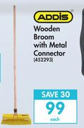 Addis Wooden Broom With Metal Connector-Each