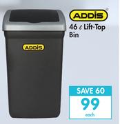 Addis 46L Lift Top Bin-Each