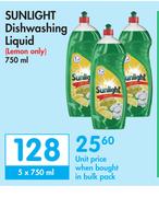 Sunlight Dishwashing Liquid (Lemon Only)-5 x 750ml