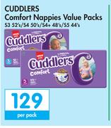 Cuddlers Comfort Nappies Value Packs S3 52's/S4 50's/S4+ 48's/S5 44's-Per Pack