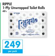 Ripple 1 Ply Unwrapped Toilet Rolls-48's Per Pack