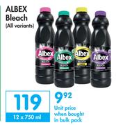Albex Bleach (All Variants)-12 x 750ml