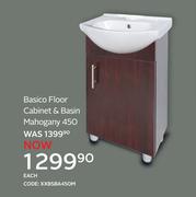 Basico Floor Cabinet & Basin Mahogany 450 XXBSBA450M-Each
