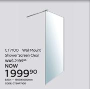 CT7100 Wall Mount Shower Screen Clear 1900 x 1000mm CTSHF7100-Each