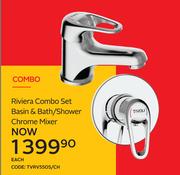 Riviera Combo Set Basin & Bath/Shower Chrome Mixer TVRV5505/CH-Each