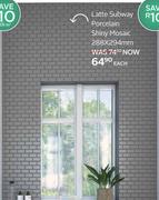 Latte Subway Porcelain Shiny Mosaic-288 x 294mm Each