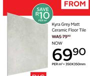Kyra Grey Matt Ceramic Floor Tile-350 x 350mm Per Sqm