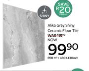 Alika Grey Shiny Ceramic Floor Tile-430 x 430mm Per Sqm