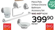 Marco Polo 5 Piece Chrome Bathroom Accessory Set-Per Set