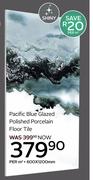 Pacific Blue Glazed Polished Porcelain Floor Tile-600 x 120mm Per Sqm