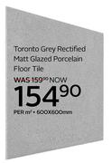 Toronto Grey Rectified Matt Glazed Porcelain Floor Tile-600 x 600mm Per Sqm