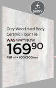 Grey Wood Hard Body Ceramic Floor Tile-600 x 600mm Per Sqm