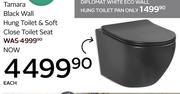 Tamara Black Wall Hung Toilet & Soft Close Toilet Seat
