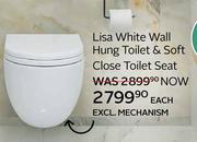 Lisa White Wall Hung Toilet & Soft Close Toilet Seat-Each