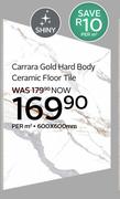 Carrara Gold Hard Body Ceramic Floor Tile-600 x 600mm Per Sqm