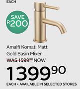 Amalfi Komati Matt Gold Basin Mixer-Each