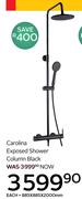 Carolina Exposed Shower Column Black-885 x 885 x 2000mm Each