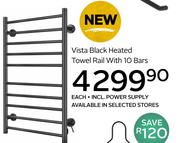 Vista Black Heated Towel Rail With 10 Bars-Each