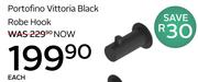 Portofino Vittoria Black Robe Hook-Each