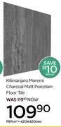 Kilimanjaro Moremi Charcoal Matt Porcelain Floor Tile-420 x 420mm Per Sqm