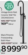 Black Pimento Freestanding Bath Mixer-Each