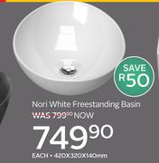 Nori White Freestanding Basin-420 x 320 x 140mm Each