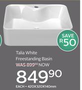 Talia White Freestanding Basin-420 x 320 x 140mm Each