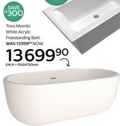 Trevi Ntombi White Acrylic Freestanding Bath-1550 x 750mm Each