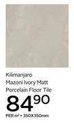 Kilimanjaro Mazoni Ivory Matt Porcelain Floor Tile 350x350mm-Per Sqm