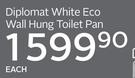 Diplomat White Eco Wall Hung Toilet Pan-Each