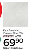 Kyra Grey Matt Ceramic Floor Tile-350 x 350mm Per Sqm