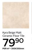 Kyra Beige Matt Ceramic Floor Tile-350 x 350mm Per Sqm