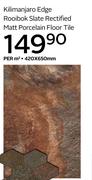 Kilimanjaro Edge Rooibok Slate Rectified Matt Porcelain Floor Tile 420 x 650mm-Per Sqm
