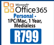 Microsoft Office 365 Personal-1 PC/Mac, 1 Year, Medialess