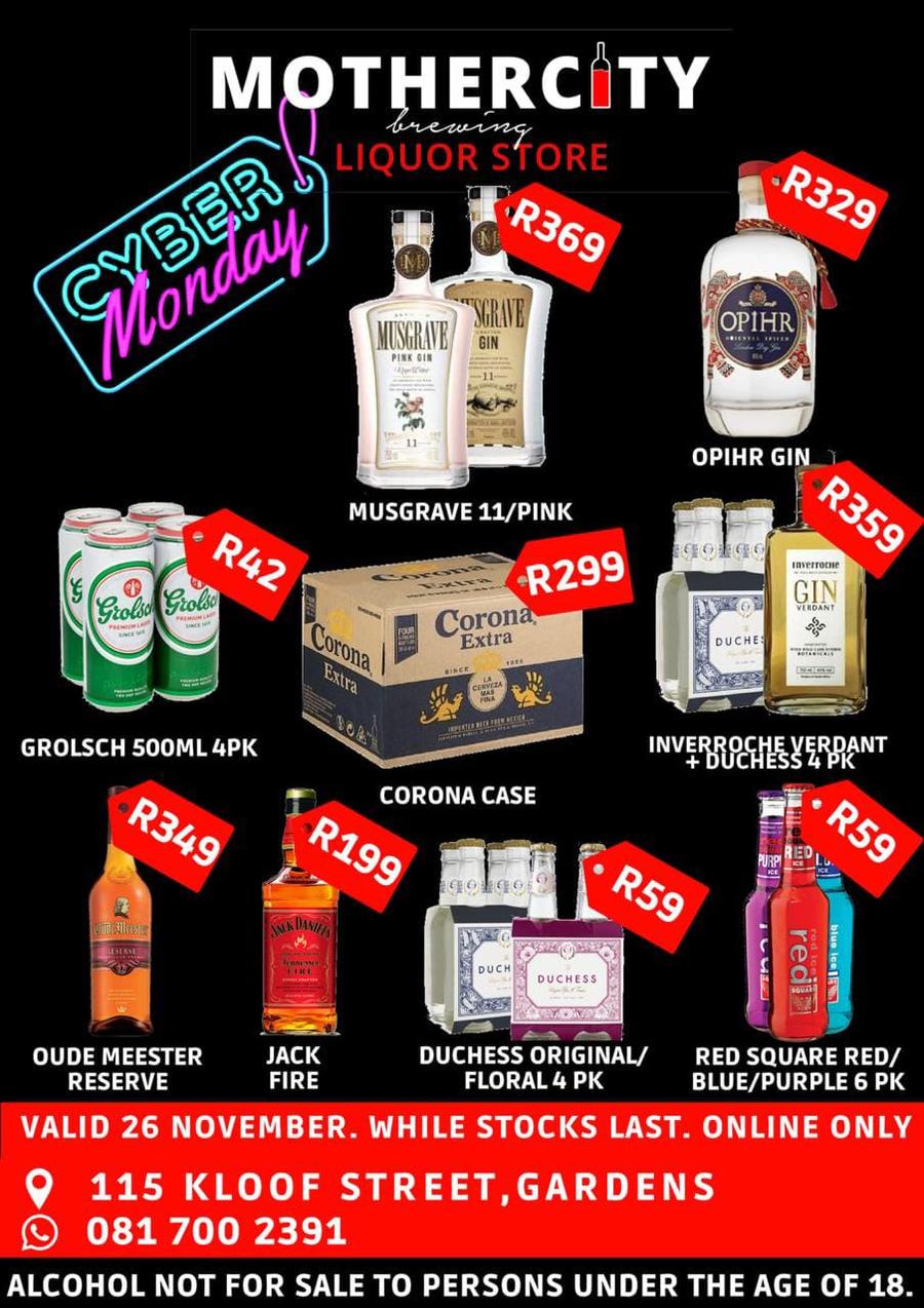 Mothercity Liquor Store Cyber Monday Deals 26 Nov 2018 Only M Guzzle Co Za