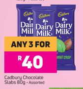 Cadbury Chocolate Slabs Assorted- For Any 3 x 80g