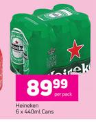 Heineken Cans-6x440ml Per Pack
