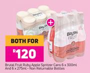 Brutal Fruit Ruby Apple Spritzer Cans 6 x 300ml And 6 x 275ml-For Both 