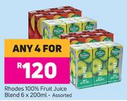 Rhodes 100% Fruit Juice Blend Assorted-For Any 4 x 6x200ml