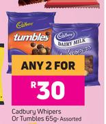 Cadbury Whipers Or Tumbles Assorted-For Any 2 x 65g