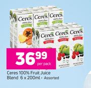 Ceres 100% Fruit Juice Blend Assorted-6 x 200ml Per Pack