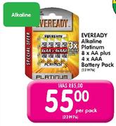 Eveready Alkaline Platinum-8 x AA Plus 4 x AAA Battery Pack Per Pack 