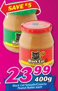 Black Cat Smooth/Crunchy Peanut Butter-400g Each