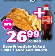 Deep Fried Baby Hake & Chips + Coca Cola 440ml Combo-For Both